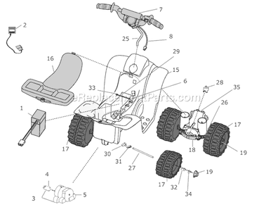 Page A Diagram and Parts List for N8379  Power Wheels Ride-On ATVs